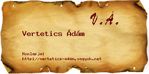 Vertetics Ádám névjegykártya